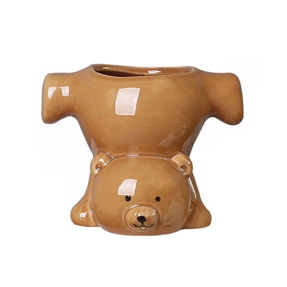 Unique Reversed Bear Shape Planter Durability Pottery Container With Decorative Functionality Decorative Gardening