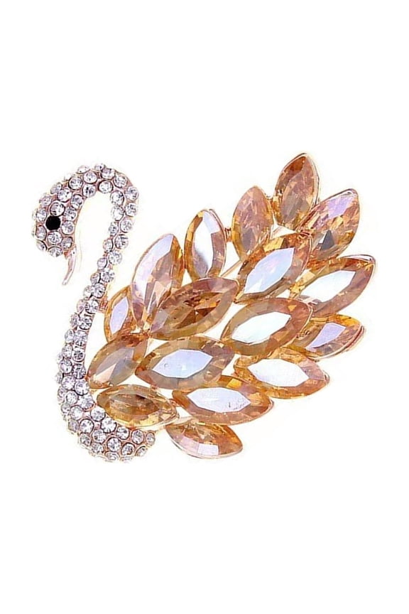 Unique Rhinestones Cygnus Brooch Colorful Crystal Shaped Lapel Pin Jewelry for Daily Commute and Evening Parties