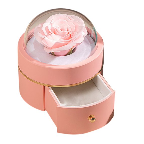 Unique Ring Box Preserved Flower Ring Box Velvet Jewelry Gift Box with Magnet Closure for Valentine's Day Engagement Proposal Preserved Flower Jewelry