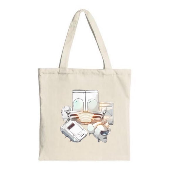 Unique Robot Kitchen Appliances Tote Bag - Playful design with a robot face made of a microwave oven Perfect for shopping