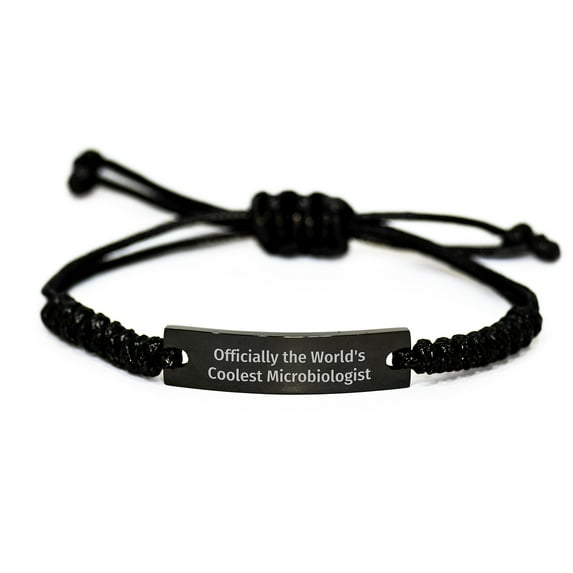 Unique Rope Bracelet Gifts for Microbiologists Officially The World's Coolest - Black Rope, Adjustable, Christmas