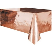 Foil Rose Gold Plastic Party Tablecloth, 108 x 54in