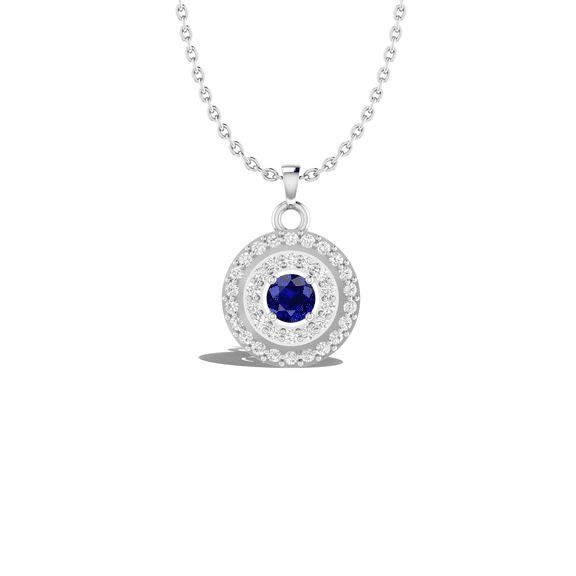 Unique Round Blue Sapphire Circle Silver Pendant Halloween Gfit || Ali Baba Jewellery