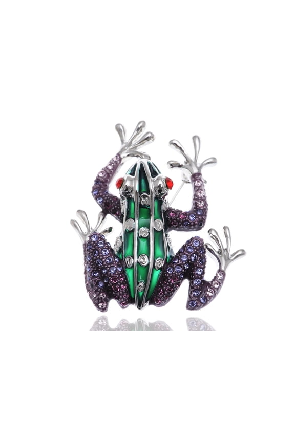 Unique Ruby Eyed Crystal Rhinestone Frog Prince Insect Animal Pin Brooch