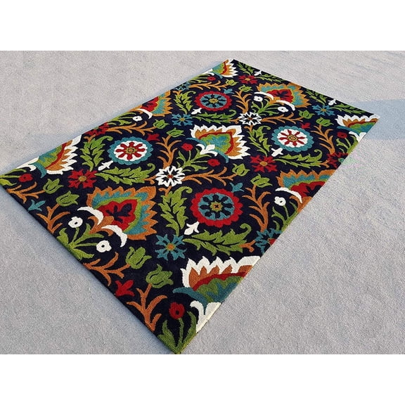 Unique Rugs Hand Made Hand Tufted Black And White Modern Designer Customized Carpet For Diwali Home Décor