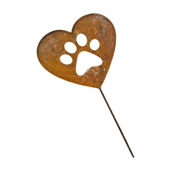 Unique Rusty Finish Heart Shape Garden Stake Iron Art Decorative For Lawns Climbing Plant Vine