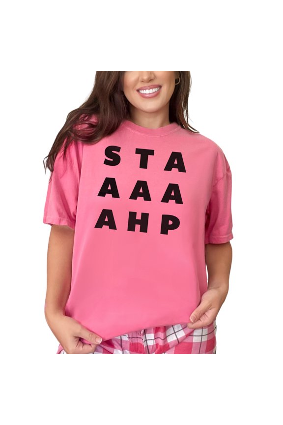 Unique STAAAAAHP Typography Design, Crunchberry Comfort Colors T-Shirt, XL