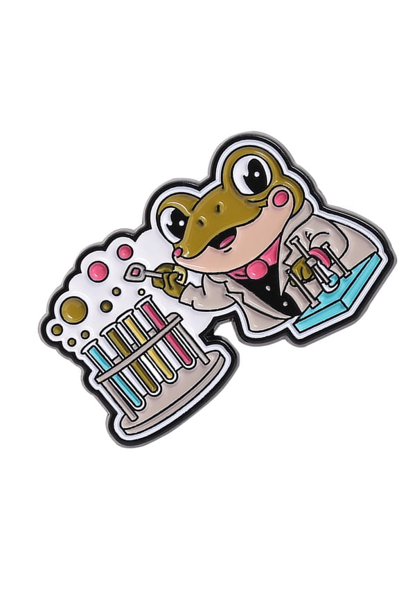 Unique Scientist Frogs Brooch Featuring Microscope Tests Tube Laboratory Accessory Pin for Science Lovers