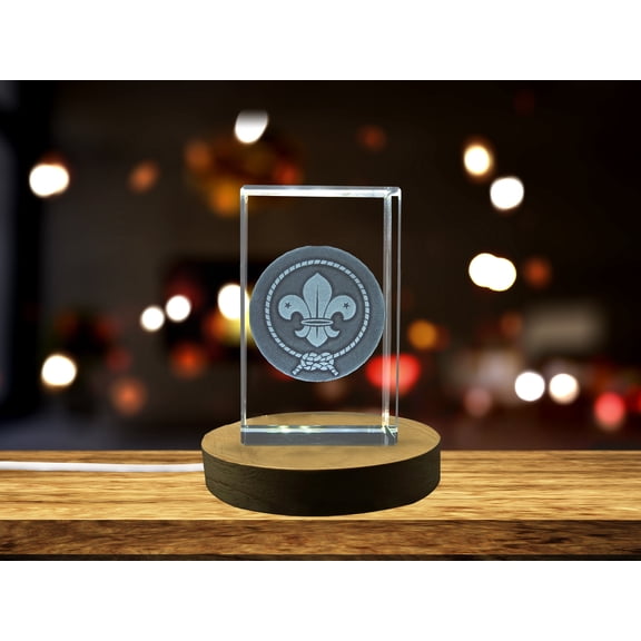 Unique Scout Symbol 3D Engraved Crystal Keepsake | Perfect Gift for Scout Leader or Member