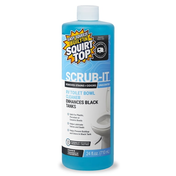 Unique Scrub-It RV Toilet Bowl Cleaner Gel, Removes Stains and Odors, Safe RV Toilet Cleaner for Plastic, Ceramic, and Porcelain, 24 fl oz