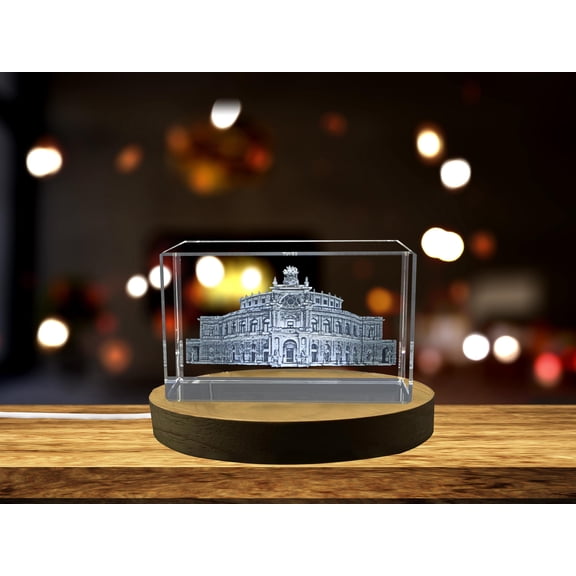 Unique Semperoper 3D Engraved Crystal Gift