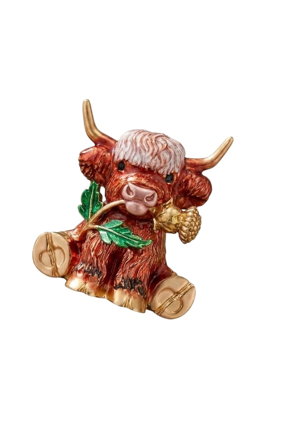 Unique Shaped Highlands Cow Brooch Sturdy Metal Pin Stylish Cattle Accessory Perfect For Party Casual Outfits