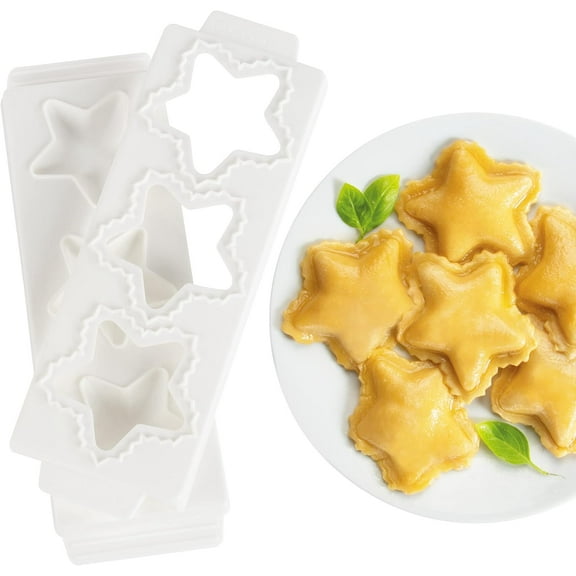 Unique Shaped Ravioli Molds- Jumbo 2.5" Stars - Homemade Filled Pasta Maker- 2 Piece Tray & Press makes 3 Raviolis at a Time, Super Easy to Use & Clean- Add Some Fun to Your Next Italian Pasta Night