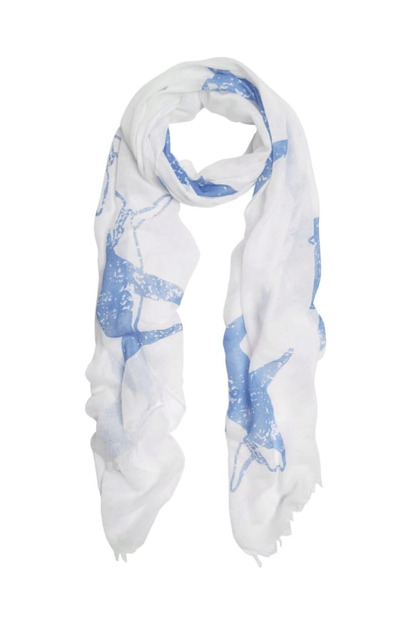 Unique Sharks Animal Print Frayed End Scarf Wrap