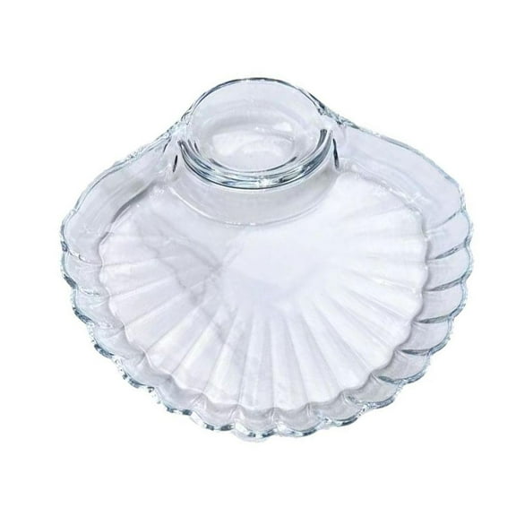 Unique Shell-Shaped Appetizer Dish - Transparent PS, 17.5*20cm, Built-in Sauce Dish, High-Quality Craftsmanship