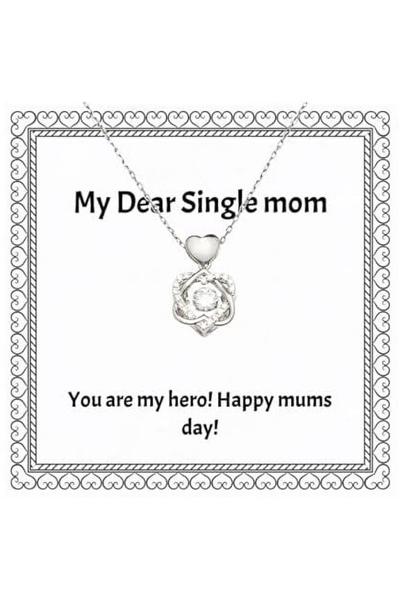 Unique Single mom Gifts, You are my hero! Happy mums day!, Cool Birthday Heart Knot Silver Necklace For Mom From Daughter, Gifts for son, Presents for son, Gift ideas for son, Best gifts for son