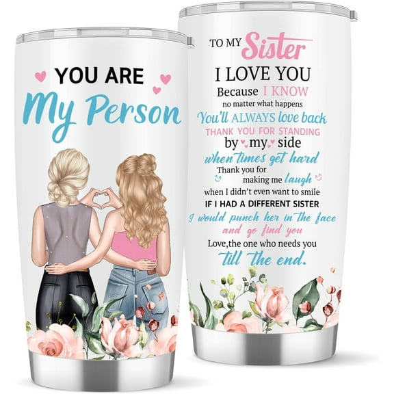 Unique Sister Birthday Tumbler Gift: Sisters Gifts from Sister 20oz Tumbler - Funny Birthday Gifts for Women Friendship Best Friend Bestie Soul Sister Christmas Day Present