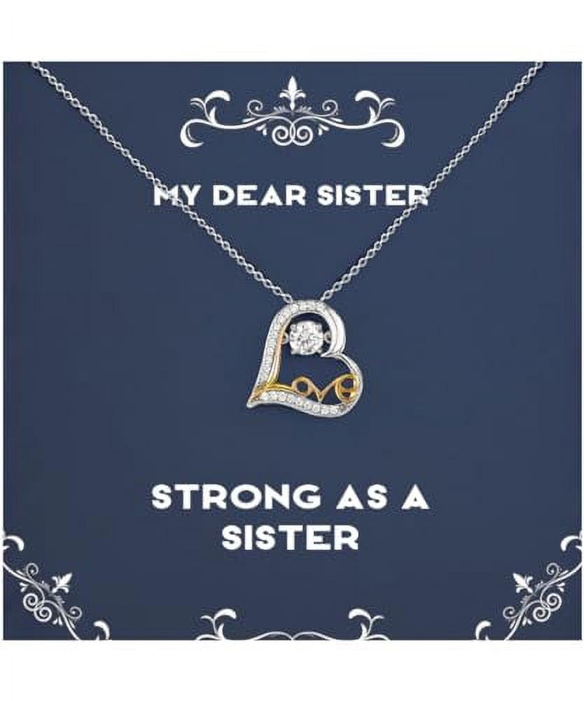 Unique Sister Gifts, Strong As A Sister, Love Birthday Love Dancing Necklace For Little Sister, Jewelry From Sister, Best sister gifts, Gifts for sister, Personalized sister gifts, Meaningful sister