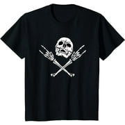 Unique Skull & Bones Black Death Rock Heavy Metal Headbanger T-Shirt