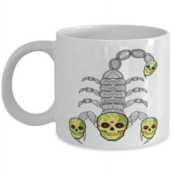 Skull Scorpion Design - Halloween Enthusiast - 11 oz Ceramic Coffee Mug