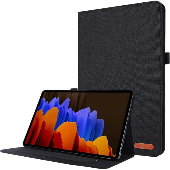 Unique Slim Denim Fabric Print TPU Tablet Case with Holder Card Slots for Samsung Galaxy A 8.0 8.4 10.1 A7 Lite A8 Comfortable Durable Shell(Black,A7 2020 T500 T505)