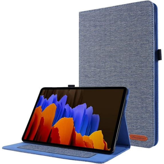 Unique Slim Denim Fabric Print TPU Tablet Case with Holder Card Slots for iPad Pro 12.9 Pro 11 inch Comfortable Rugged Durable Shell(Blue,Pro 12.9 2020)