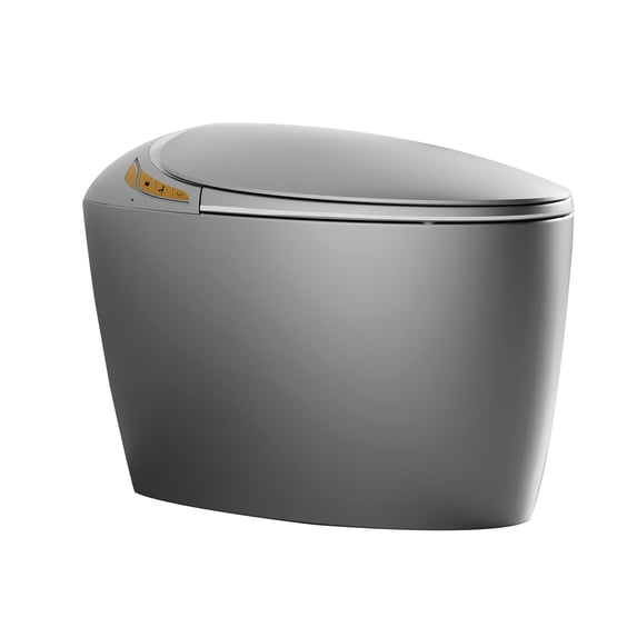 Unique Smart Toilet with Bidet Built In, Intelligent One Piece Toilet For Modern Bathroom, Auto Open/Close Seat, Foot Sensor, LED Display,Night Light, Warm Water & Dryer,Grey