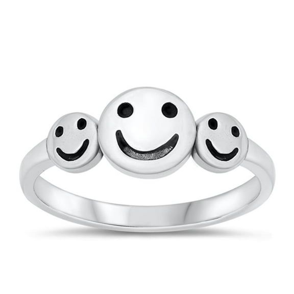 Unique Smiley Face Ring .925 Sterling Silver Happy Band Jewelry Female Male Unisex Size 10