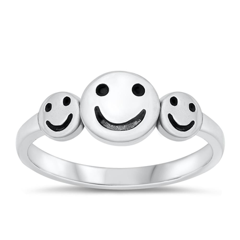 アクセサリー Smile Unique-Smiley-Face-Ring-925-