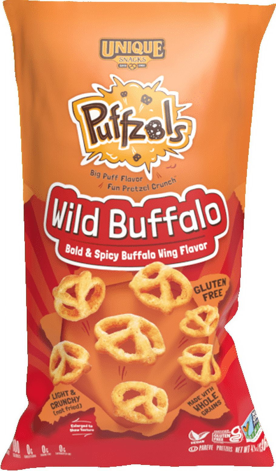 Unique Snacks Puffzels, Wild Buffalo, Bold and Spicy Buffalo Wing