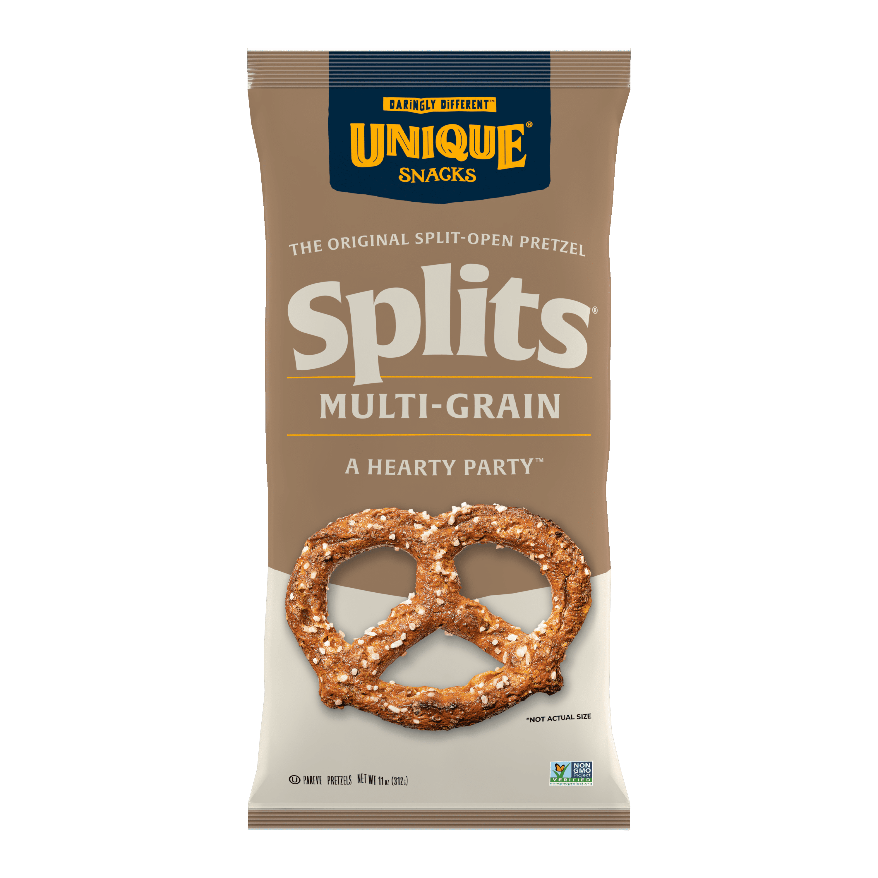 Unique Snacks Multi Grain Baked Splits Pretzels, All Natural, 11 Ounce Bags, 33 Ounces Total (Pack of 3)