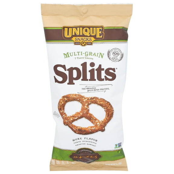 Unique Snacks - Unique Pretzels Multi Grain Splits Pretzels, Original, 11 Ounce Bags, 66 Ounces Total (Pack of 6)