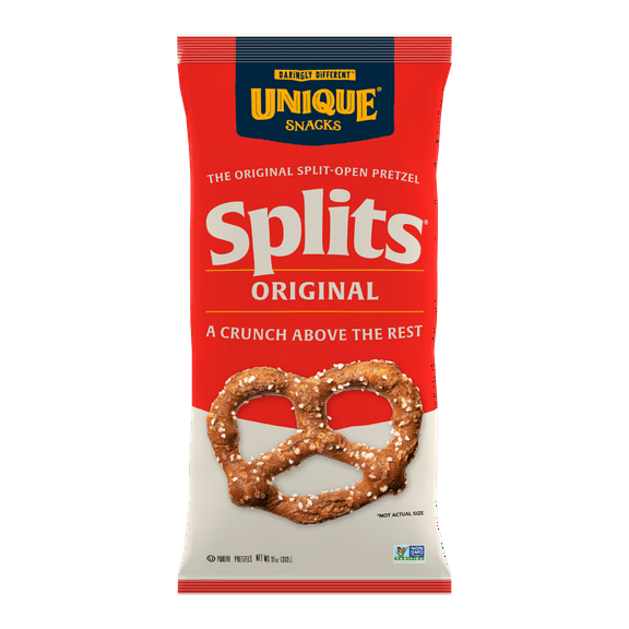 Unique Snacks Original Splits Pretzels, Homestyle Baked, Certified OU Kosher, Non-GMO, 11 Ounce (Pack of 3)