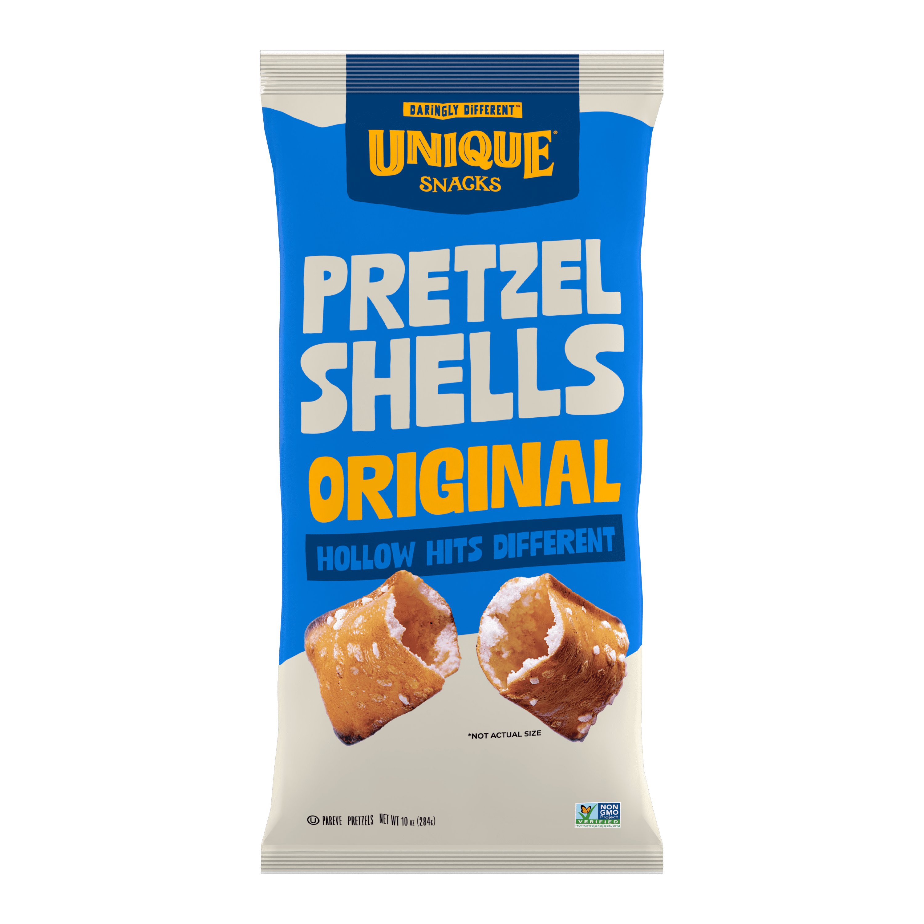 Unique Snacks Pretzels Shells, Home-Style Baked, Vegan, Kosher, 10 Ounce Bags, 60 Ounces Total (Pack of 6)