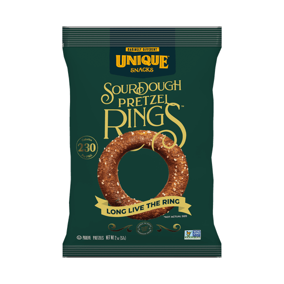 Unique Snacks - Unique Pretzels Sourdough Craft Beer Pretzel Rings, 2.12 Ounce Bags, 50.88 Ounce Total (Pack of 24)
