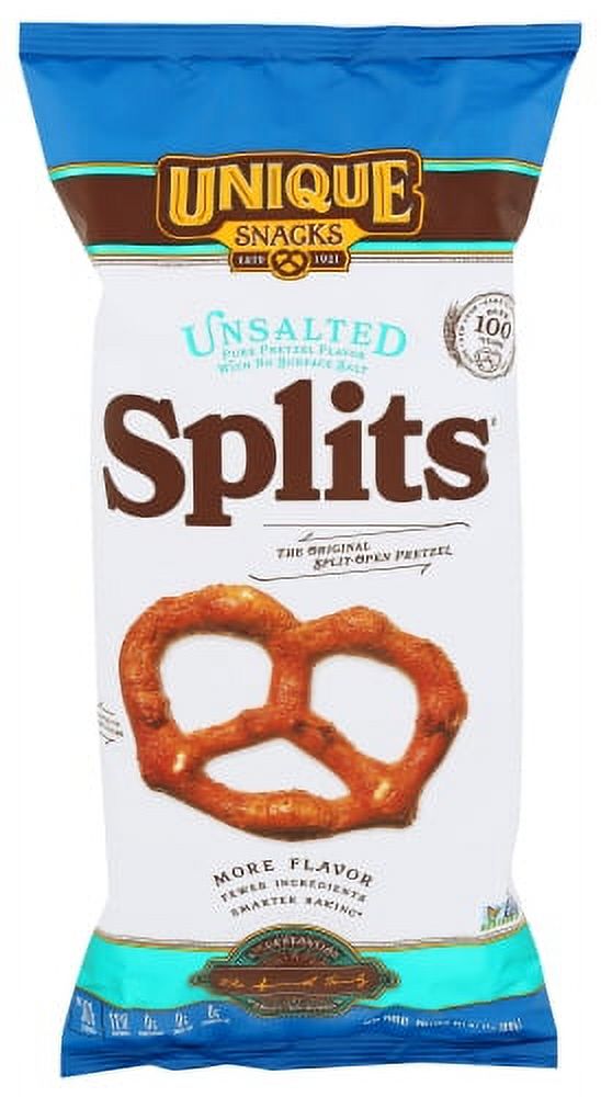 Unique Snacks - Unique Pretzels Unsalted Splits Pretzels, Homestyle Baked, 11 Ounce Bags, 132 Ounces Total (Pack of 12) - image 1 of 5