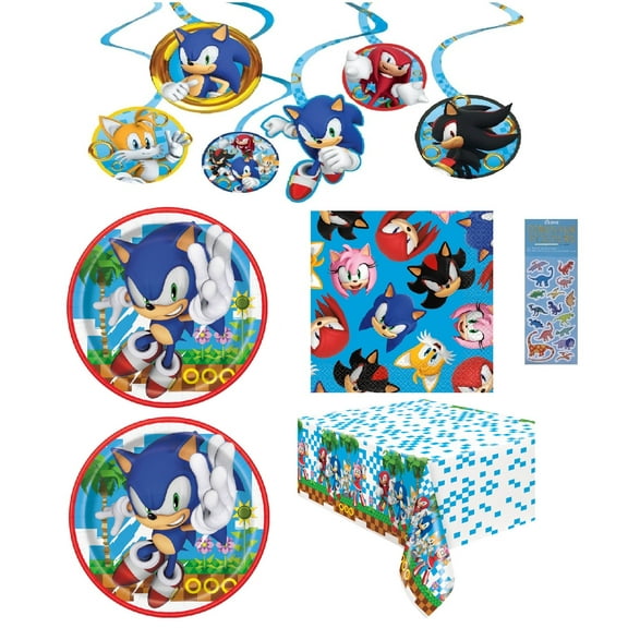 Unique Sonic Birthday Party Decoration Kits, Paper/Plastic, 16 Count