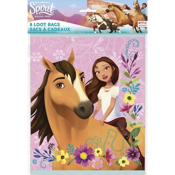 Spirit Riding Free Party Loot Bags Plastic 9 x 7.5 Inch Set of 8
