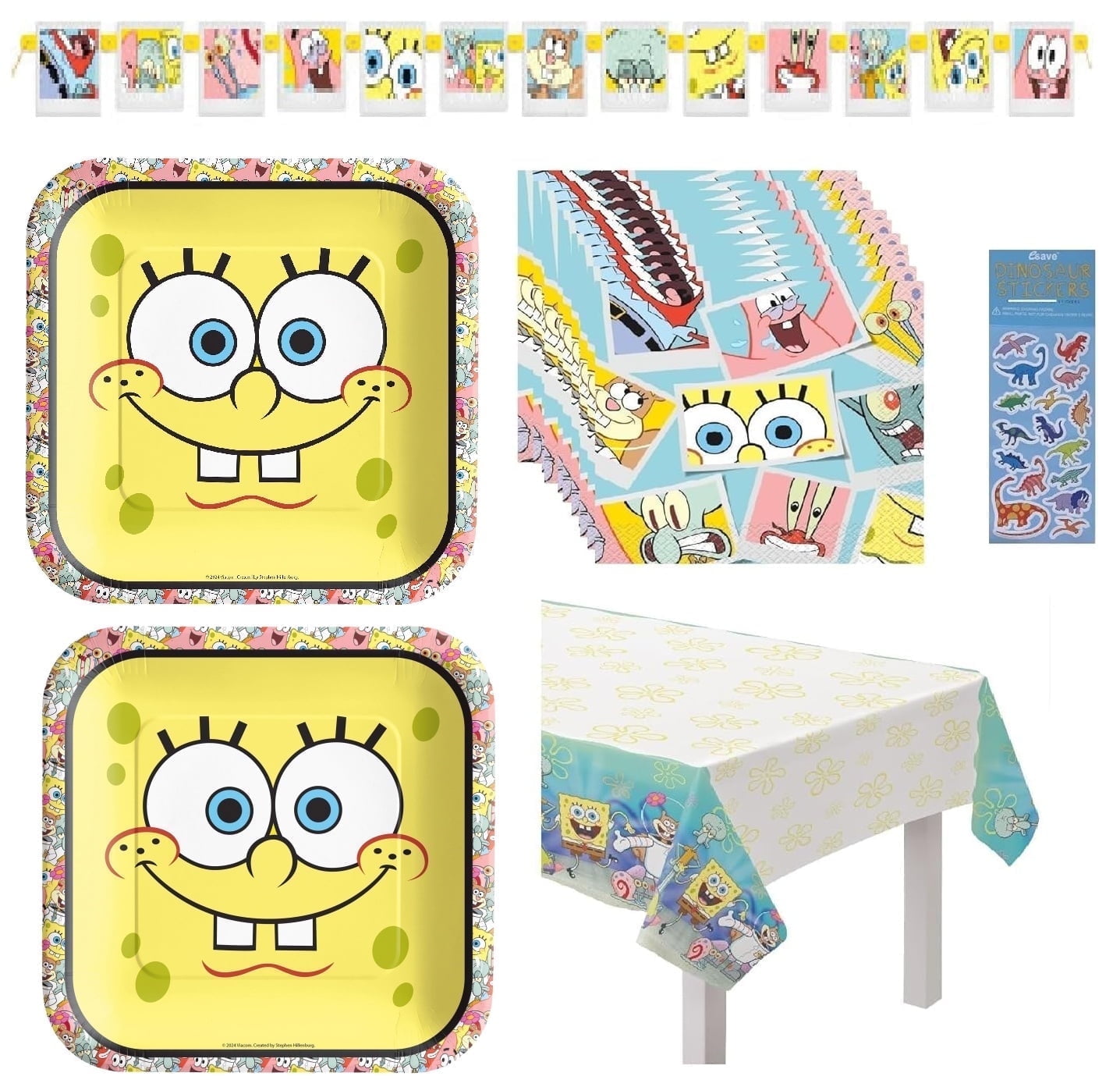 Unique Spongebob SquarePants Party Supplies for Birthday, with Utensils and Decorations, Multicolor