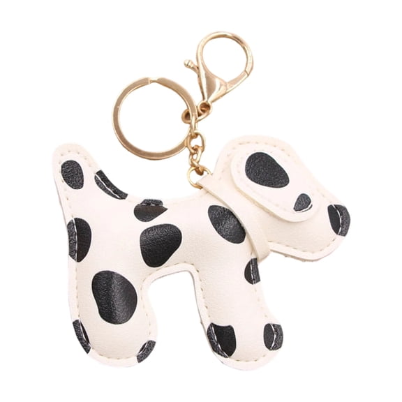 Unique Spotted Dog PU Leather Keychain Bag Accessory For Car Keys And Purse Charm Featuring Strong Metal Clip