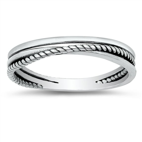 Unique Stacked High Polish Rope Knot Ring .925 Sterling Silver Band Jewelry Female Male Size 4