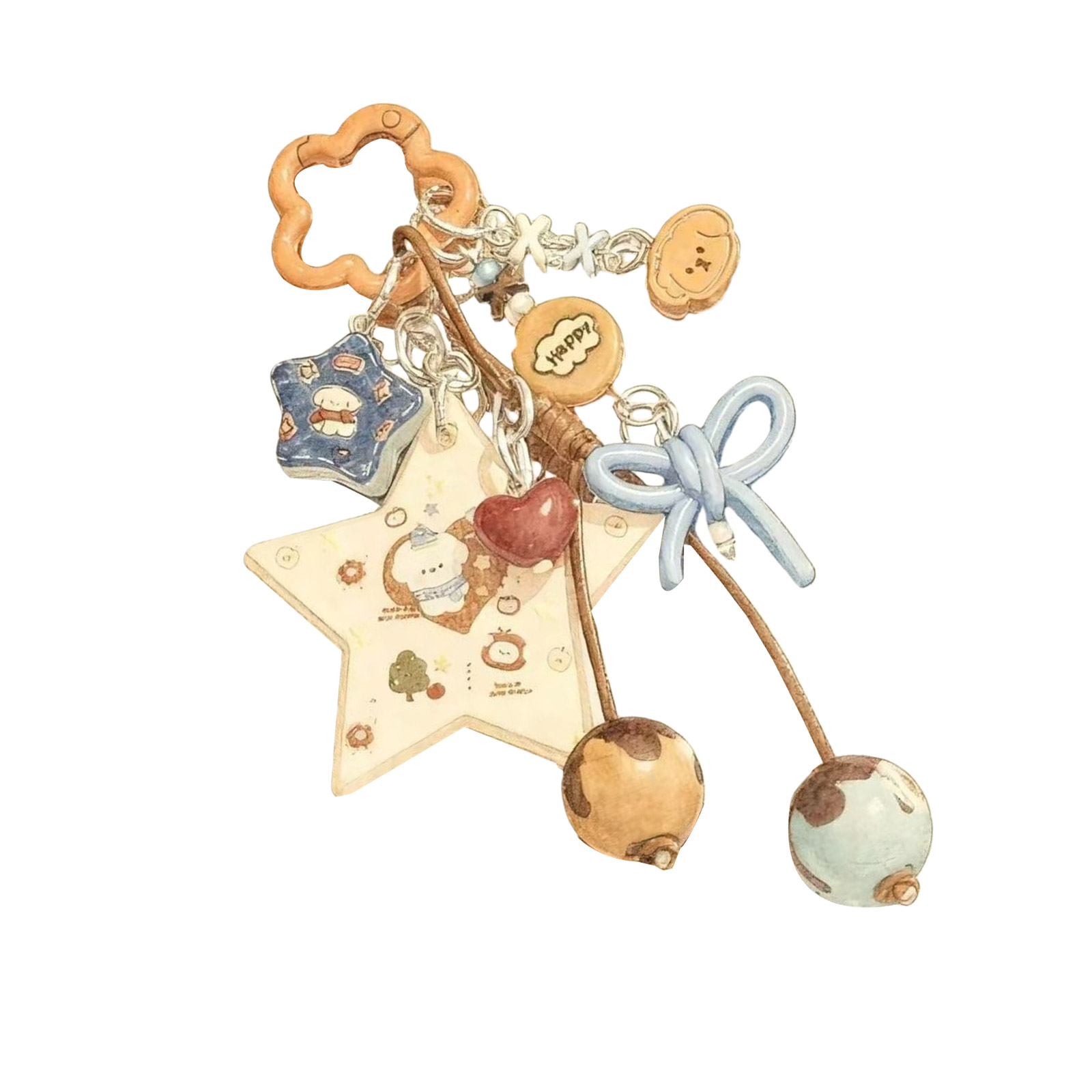 Unique Star Dog Bowknot Pendant Keyring Lovely Charm Key Holder Decoration Gift For Teens Best Friend
