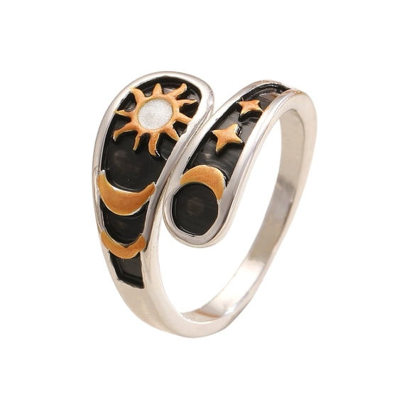 7829 Moon Star Sun Themed Adjustable Copper Ring for Everyday Wear and Gifting