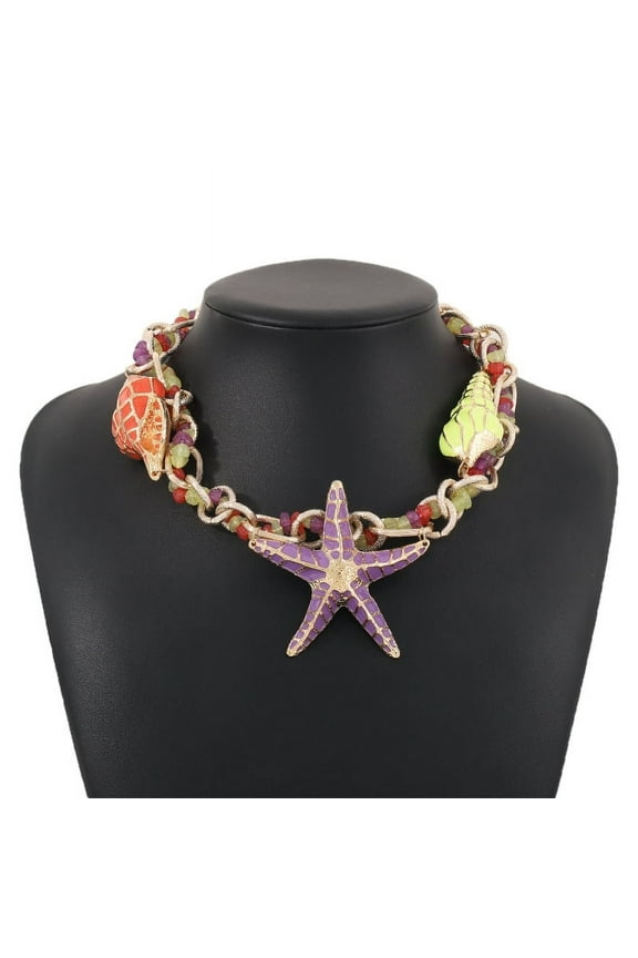 Unique Starfish Shell Choker Necklace for Women Retro Large Collar Necklace Statement Pendant Neck Jewelry Gift