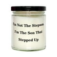 thumbnail image 1 of Unique Stepson Gifts, I'm Not The Stepson. I'm The Son, Funny Birthday Scent Candle Gifts Idea for Son, Stepson Gifts from Dad, Humor, Present, Gag, Gift idea, White Elephant, 1 of 1