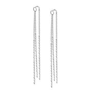 Unique Sterling Silver Chain Tassel Slide Through Dangle Earrings | Slide Earrings for Women | Silver Earrings for Women | Sterling Silver Earrings
