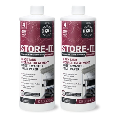 Unique Store-It RV Tank Cleaner Liquid for Storage, Cleans RV Black Tanks While in Short- or Long-Term Storage (32 oz, Pack of 2) Packaging May Vary