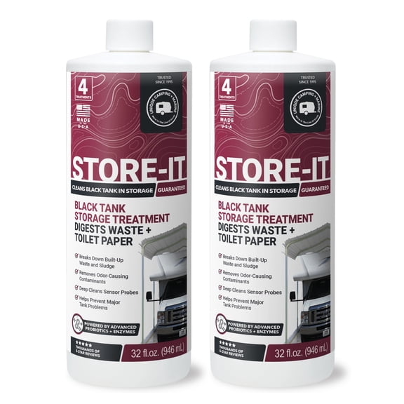 Unique Store-It RV Tank Cleaner Liquid for Storage, Cleans RV Black Tanks While in Short- or Long-Term Storage (32 oz, Pack of 2) Packaging May Vary