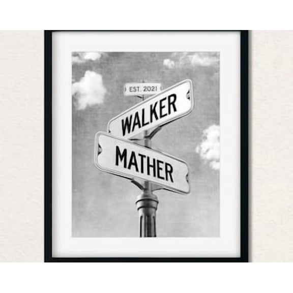 Unique Street Engagement Or Wedding Gift For Couple With Names Print Poster , Poster Print Only