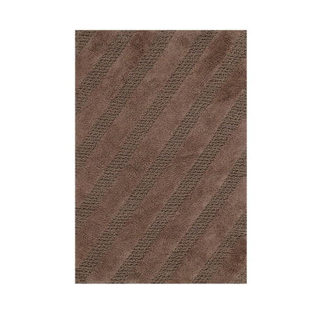 Unique Stripe Honeycomb Sculptured Bath Rug Is Made Soft Plush Cotton Is Super Soft The Touch 21" X 34" Stone